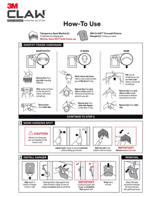 3M Claw drywall hangers wall-hanging system handles frames securely.