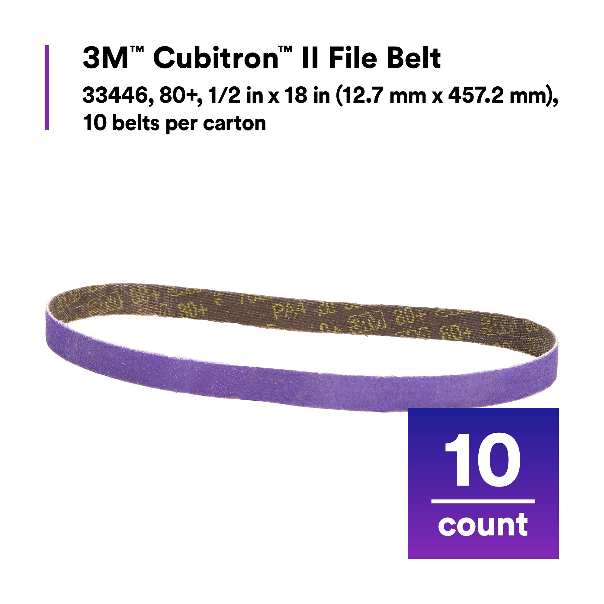 3M Cubitron II 786F belt used for deburring and blending in tight spaces.