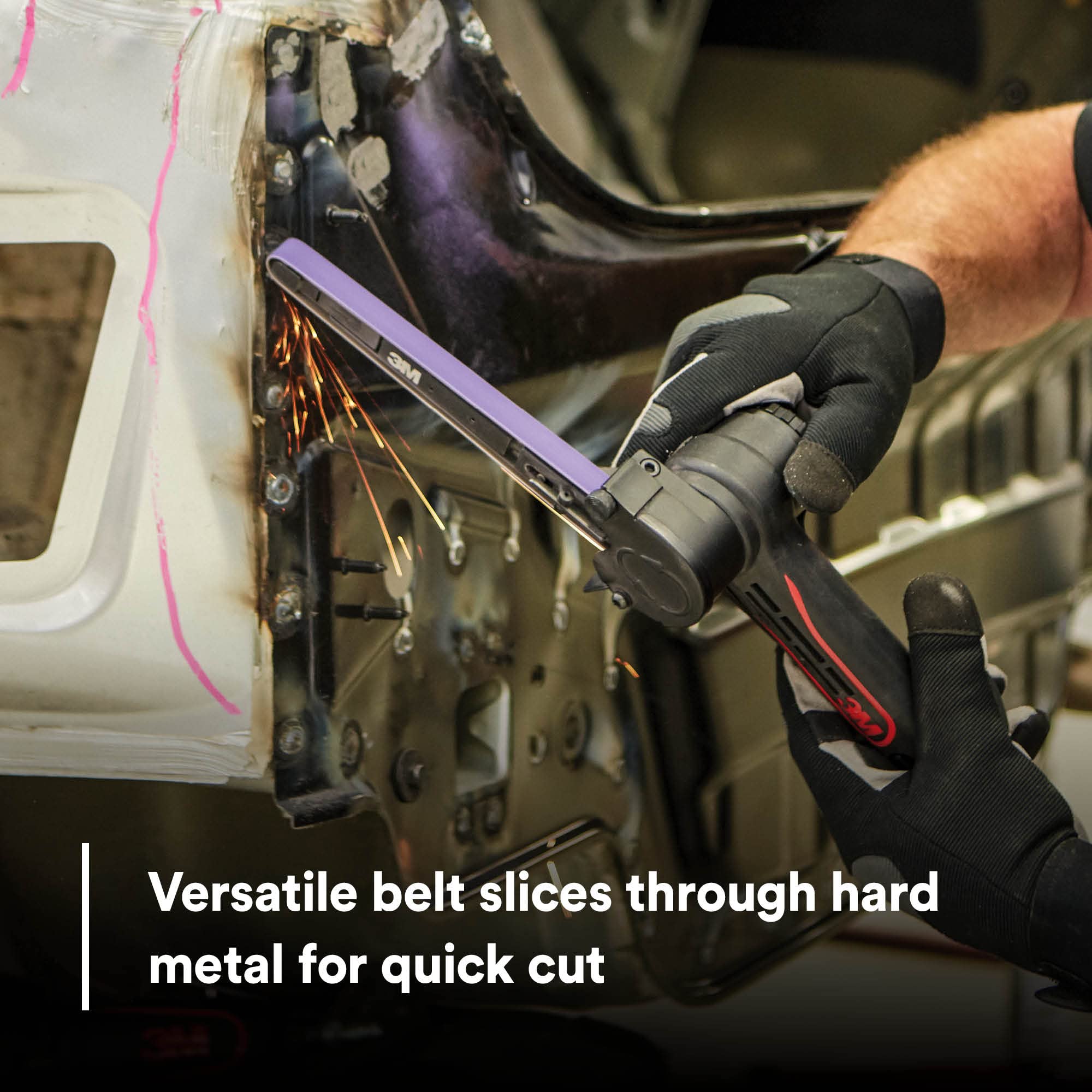 3M Cubitron II 786F belt on a compatible file belt machine for reliability.