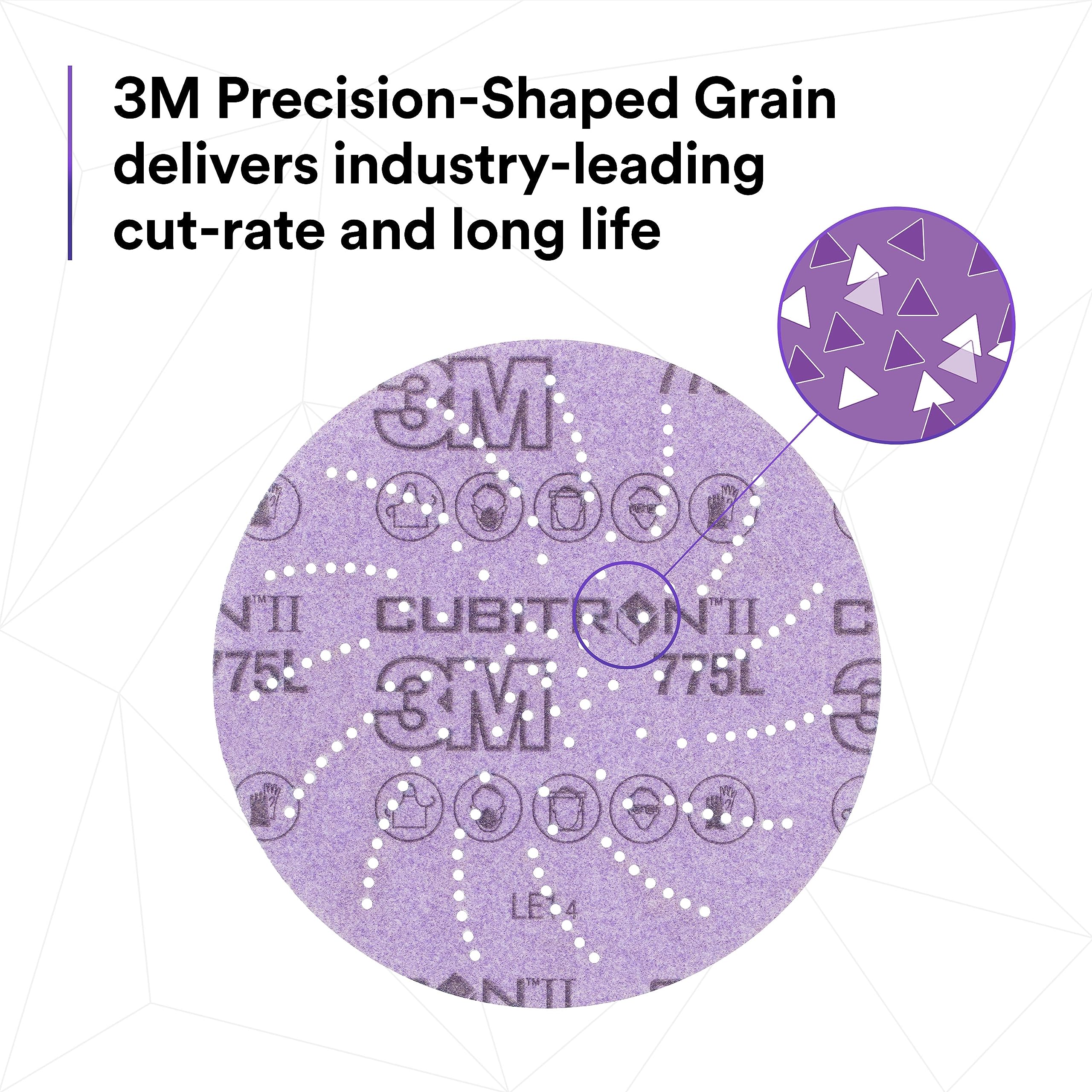3M Cubitron II disc with dust holes demonstrates strong dust extraction