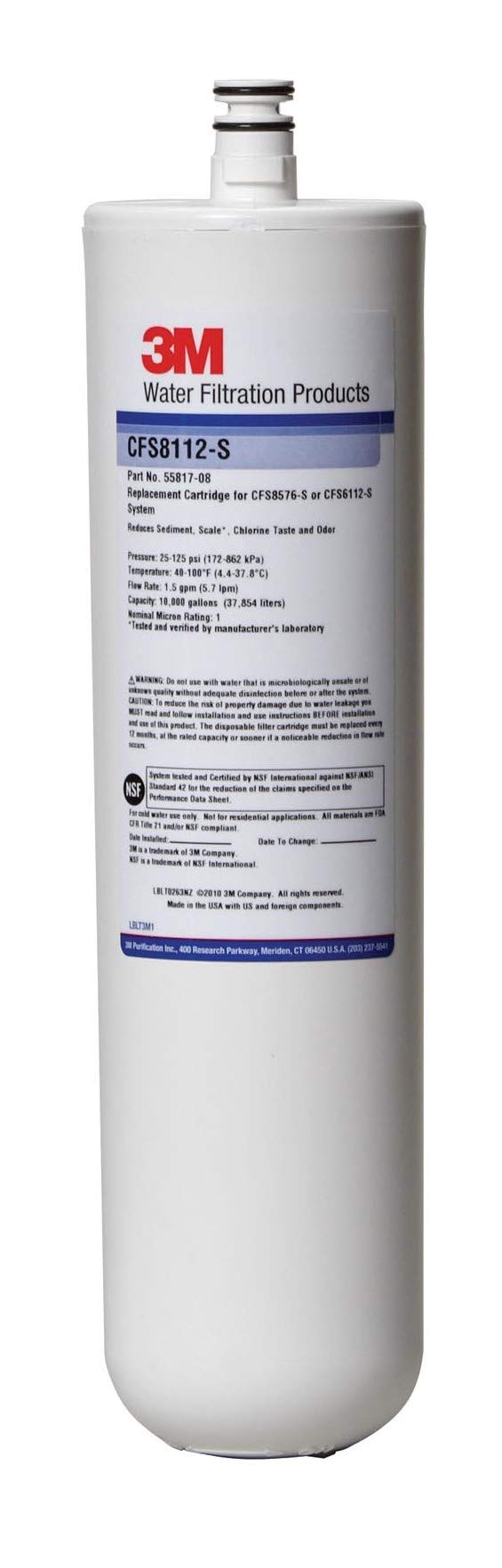3M Cuno CFS8112-S water filter cartridge with scale for reliable beverage filtration