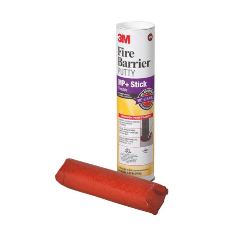 3M Fire Barrier Moldable Putty Stix MP+ in red, ready to mold for firestop openings.