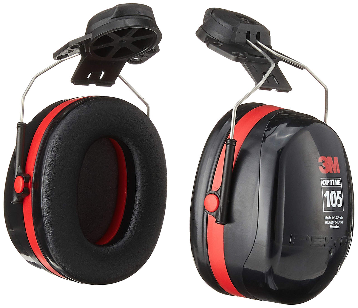 3M H10P3E Peltor Optime 105 helmet-attachable earmuff for secure hearing protection.