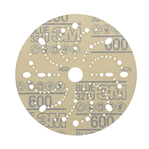 3M Hookit Blue disc close-up shows anti-loading coating and consistent grit