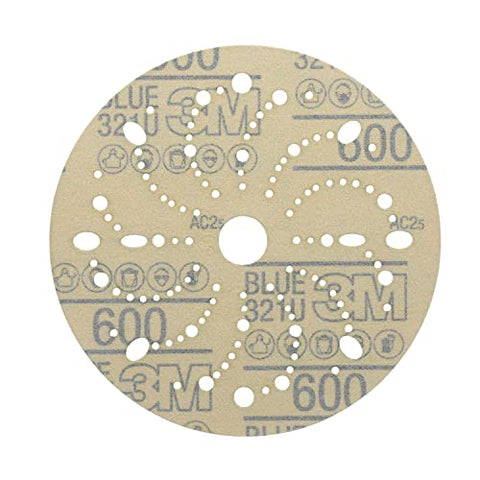 3M Hookit Blue disc close-up shows anti-loading coating and consistent grit