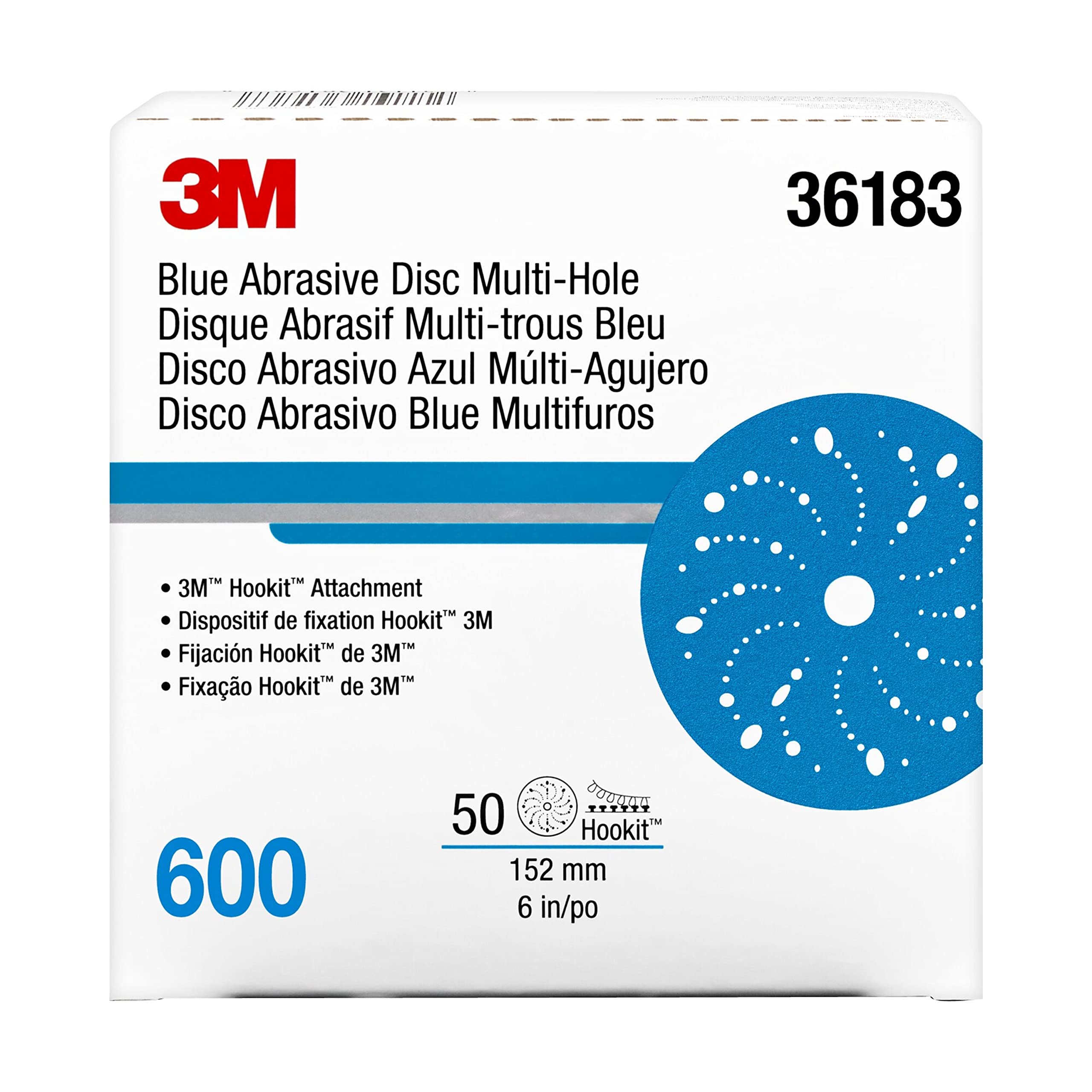 3M Hookit Blue disc multi-hole pattern improves dust removal