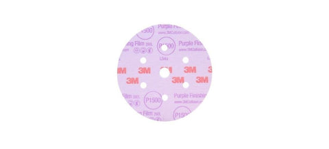 3M Hookit purple finishing film disc in-use setup for paint refinement.