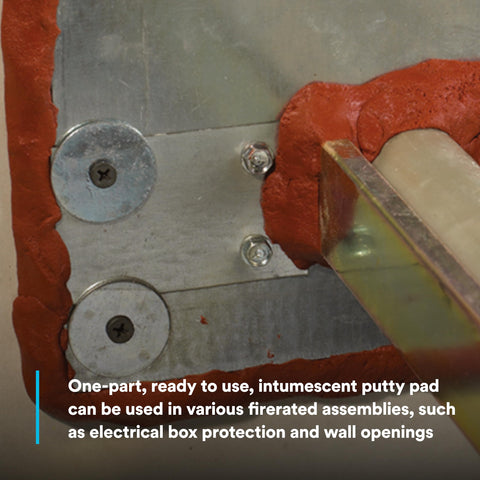 3M MPP+ red putty pad around an electrical box for cable entry protection