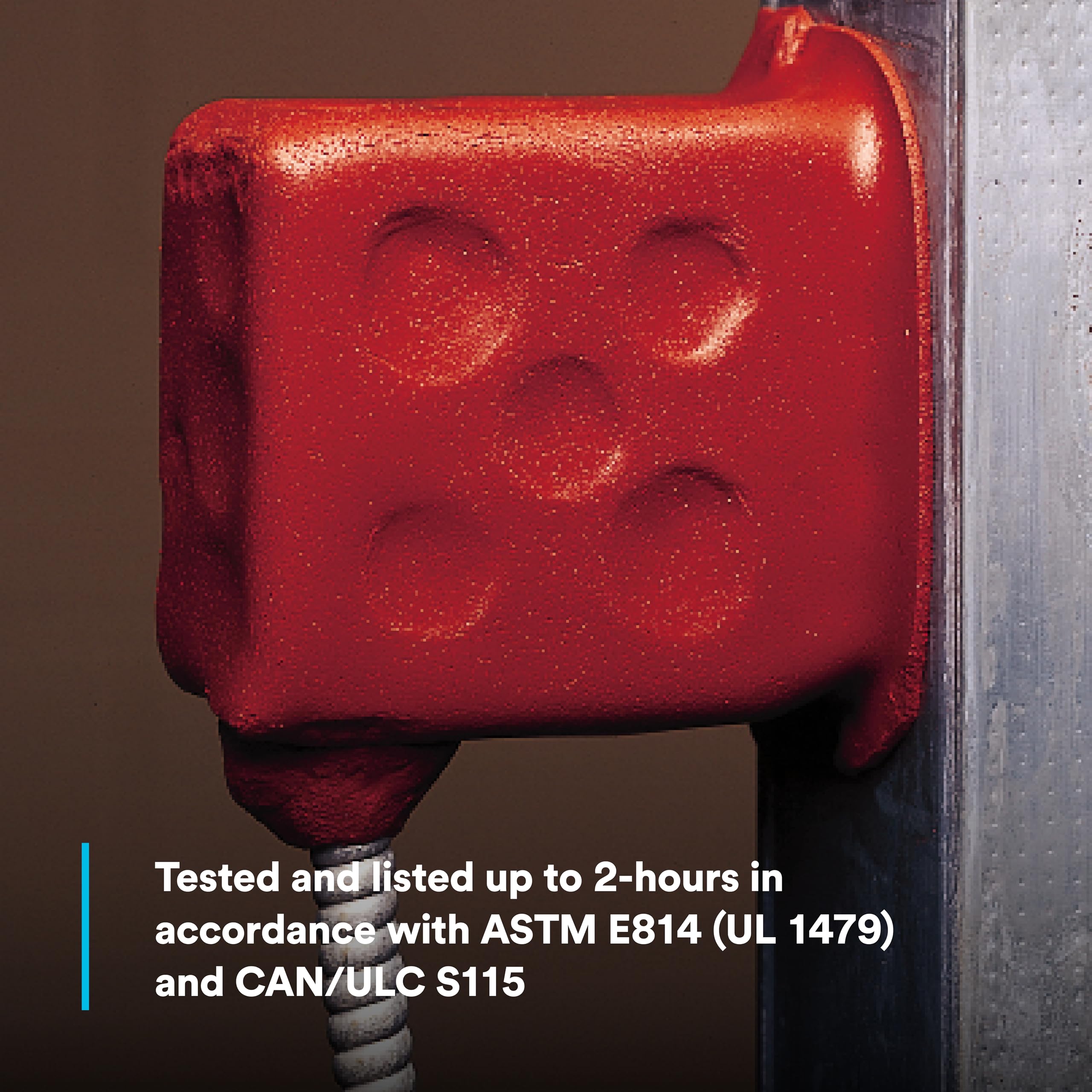 3M MPP+ red putty pad ready for quick, tool-free firestop installation