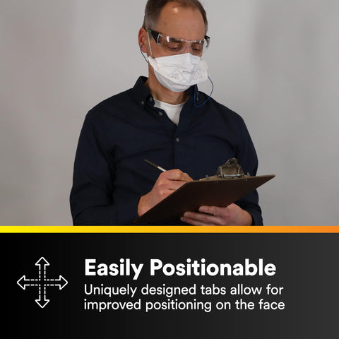 Embossed front panel helps the 3M N95 respirator retain shape during wear.