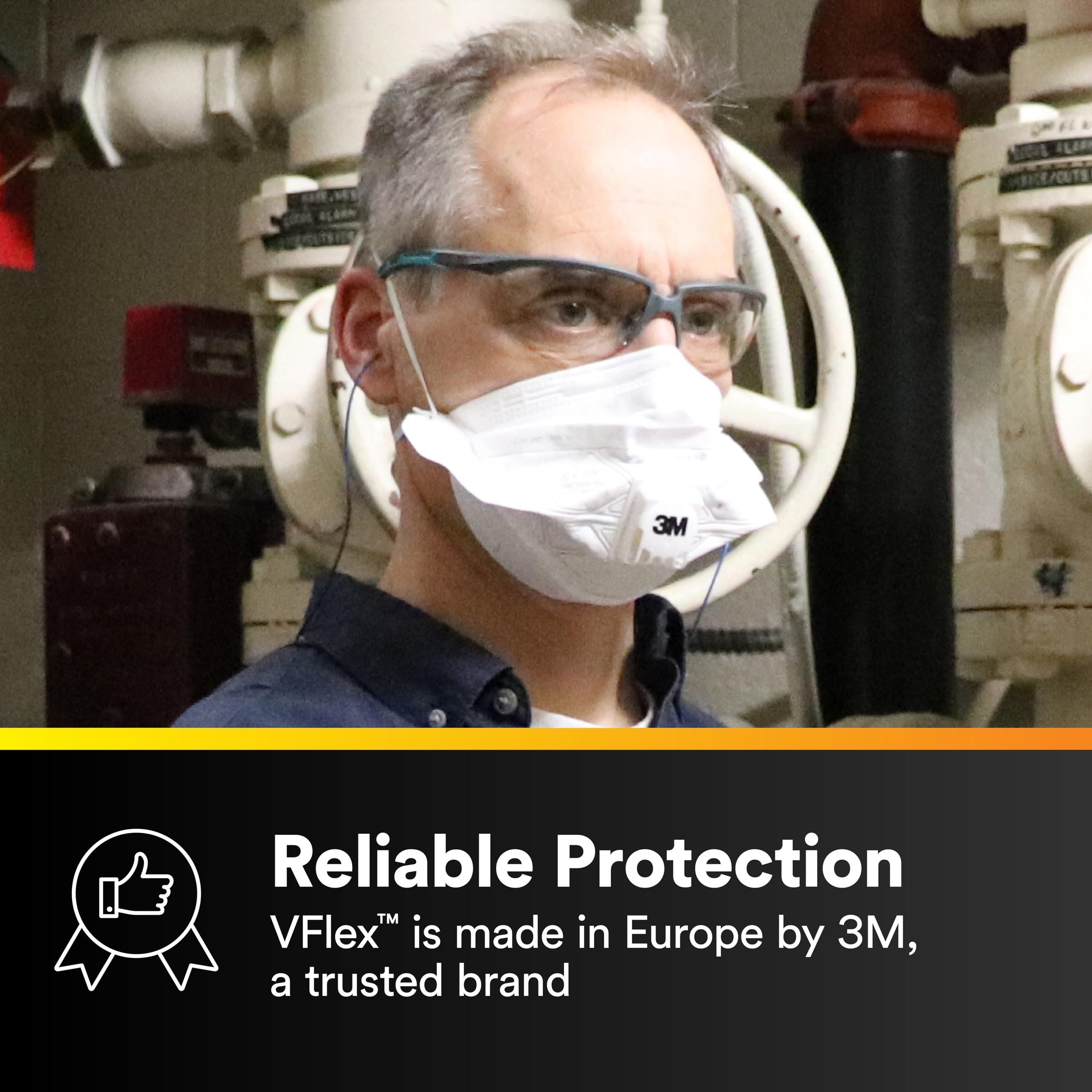 Flat fold design of the 3M N95 respirator allows storage before use.
