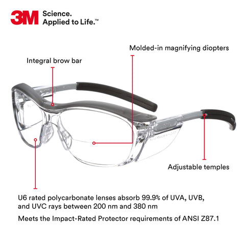 3M Nuvo Readers front view shows one-piece lens for durability and protection.