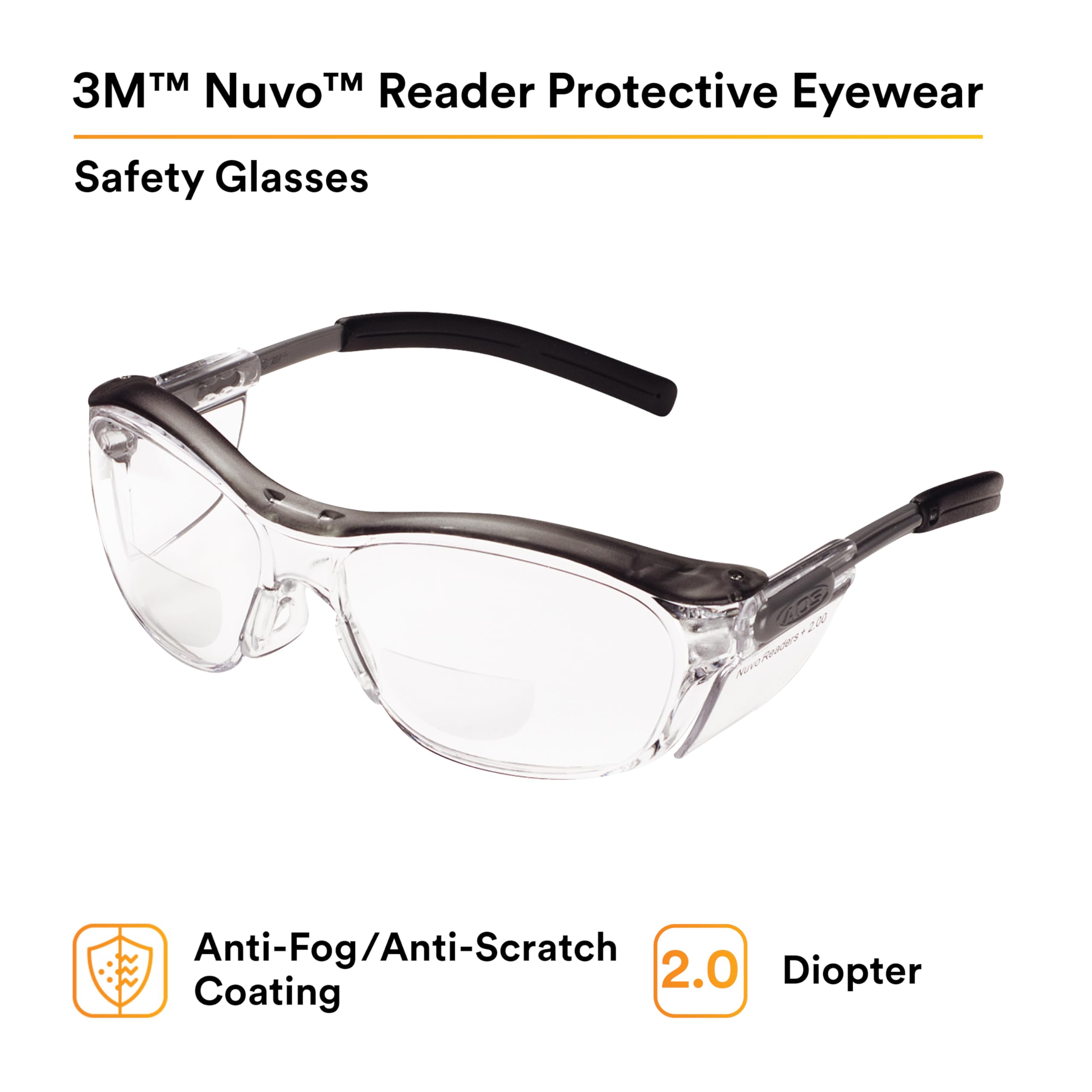 3M Nuvo Readers one-piece lens close-up emphasizes durability and consistent vision.
