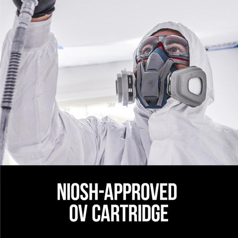 3M Organic Vapor Cartridges 6001 in use during painting and spraying tasks.