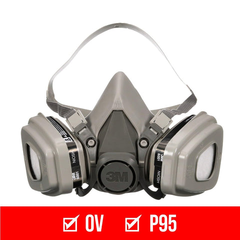 3M OV cartridge 6001 attached to respirator for organic vapor protection
