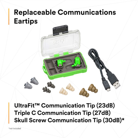 3M PELTOR EEP-100 USB cable for convenient recharges on site.