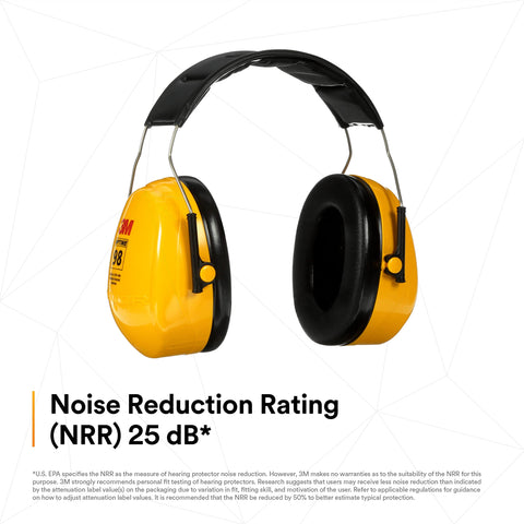 3M PELTOR Optime 98 with 24 dB NRR reduces workplace noise levels.