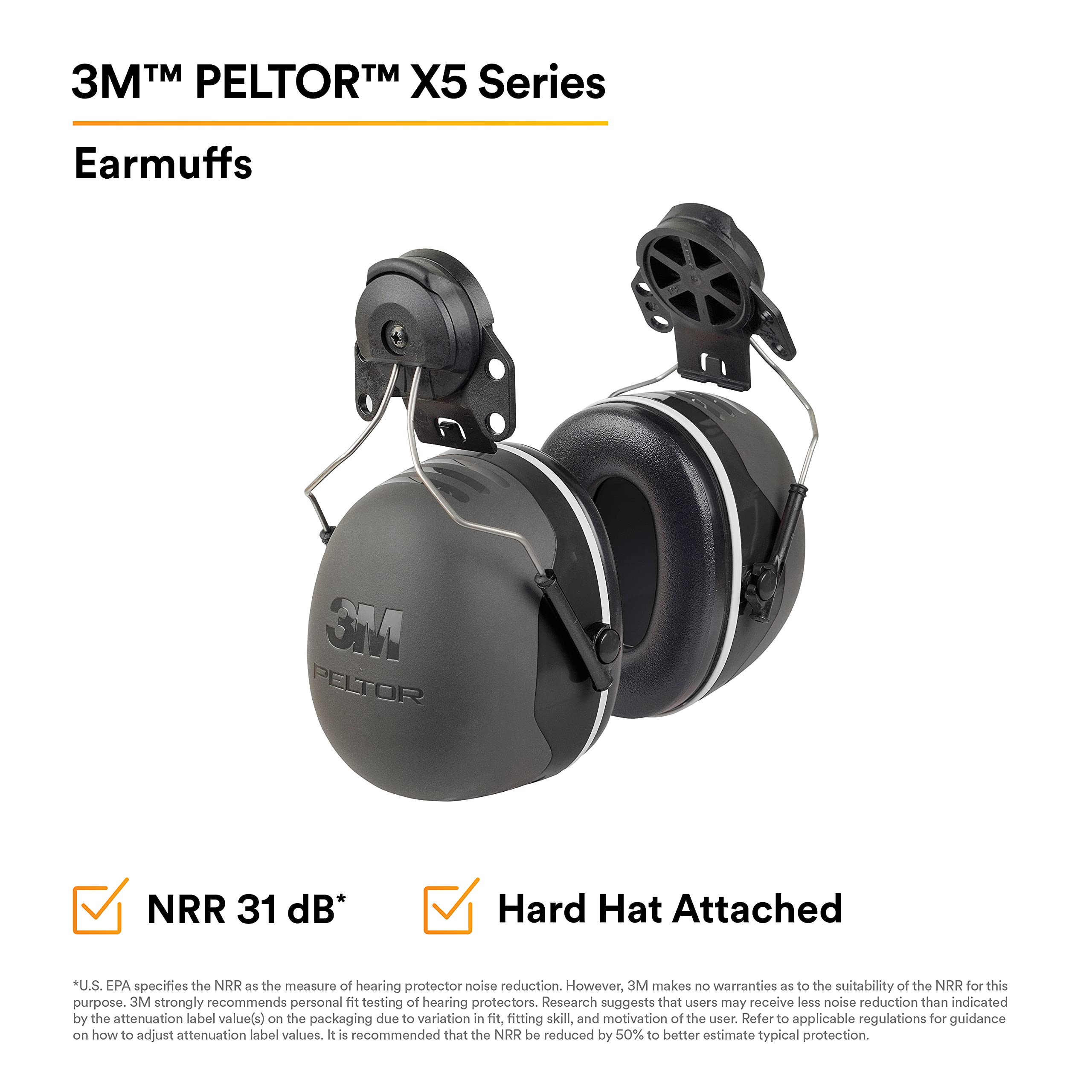 3M PELTOR X5P3E soft foam cushions enable comfortable all-day wear