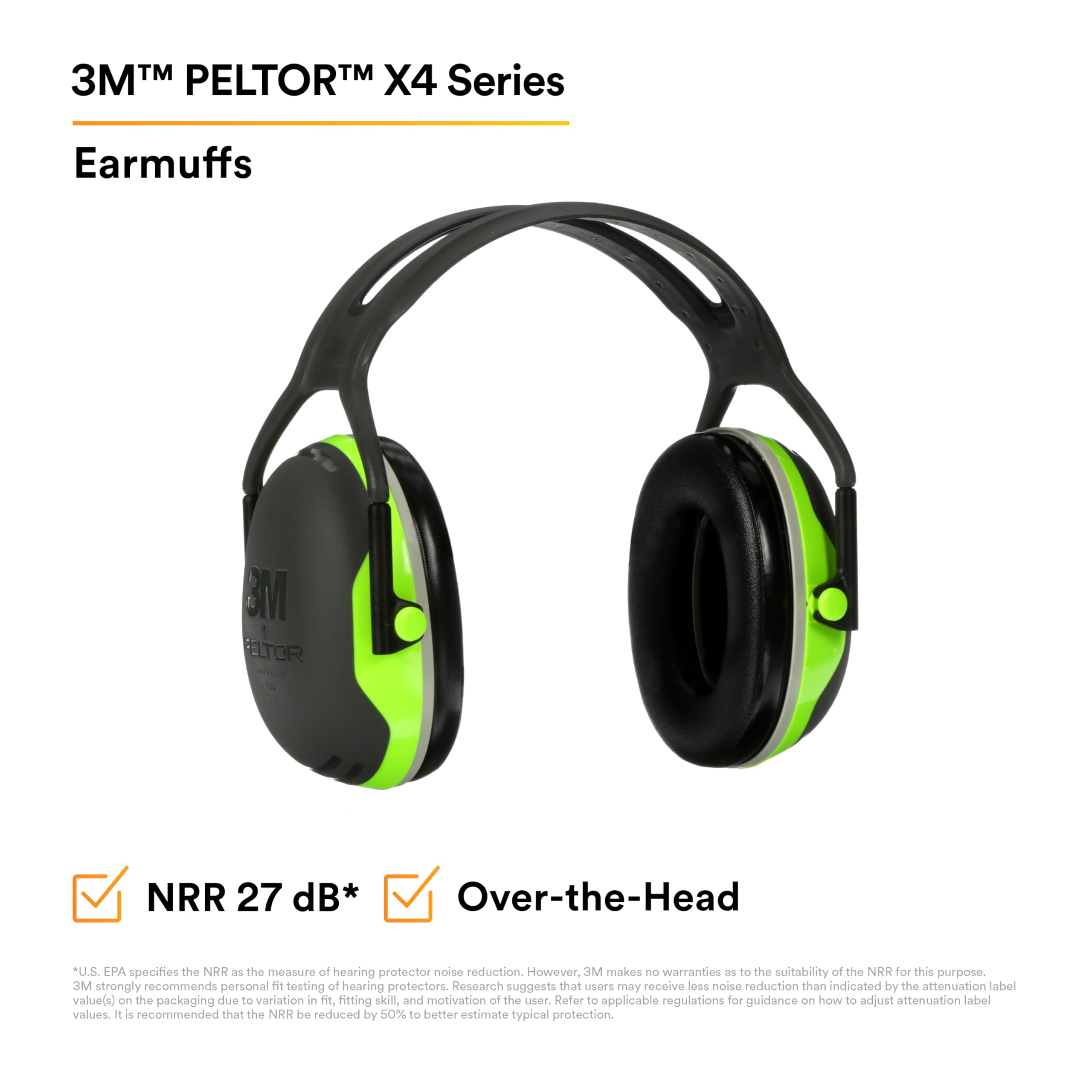 3M PELTOR X4A features soft cushions for all-day comfort during long shifts.