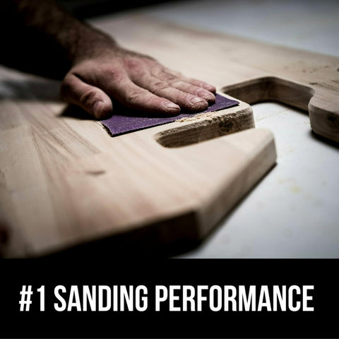 Wood sanding with 3M Pro Grade 120 grit sheet shows smooth finish