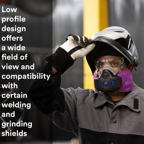 3M respirator push-button seal-check simplifies verifying fit.