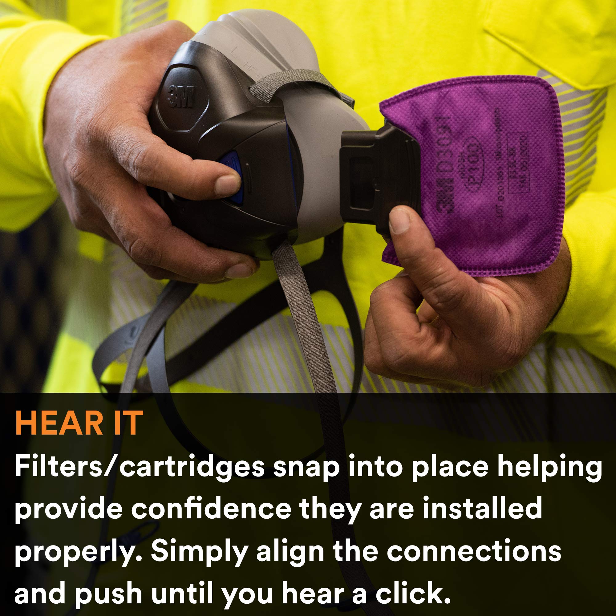 3M respirator quad-flow breathing system enhances breathability and comfort.
