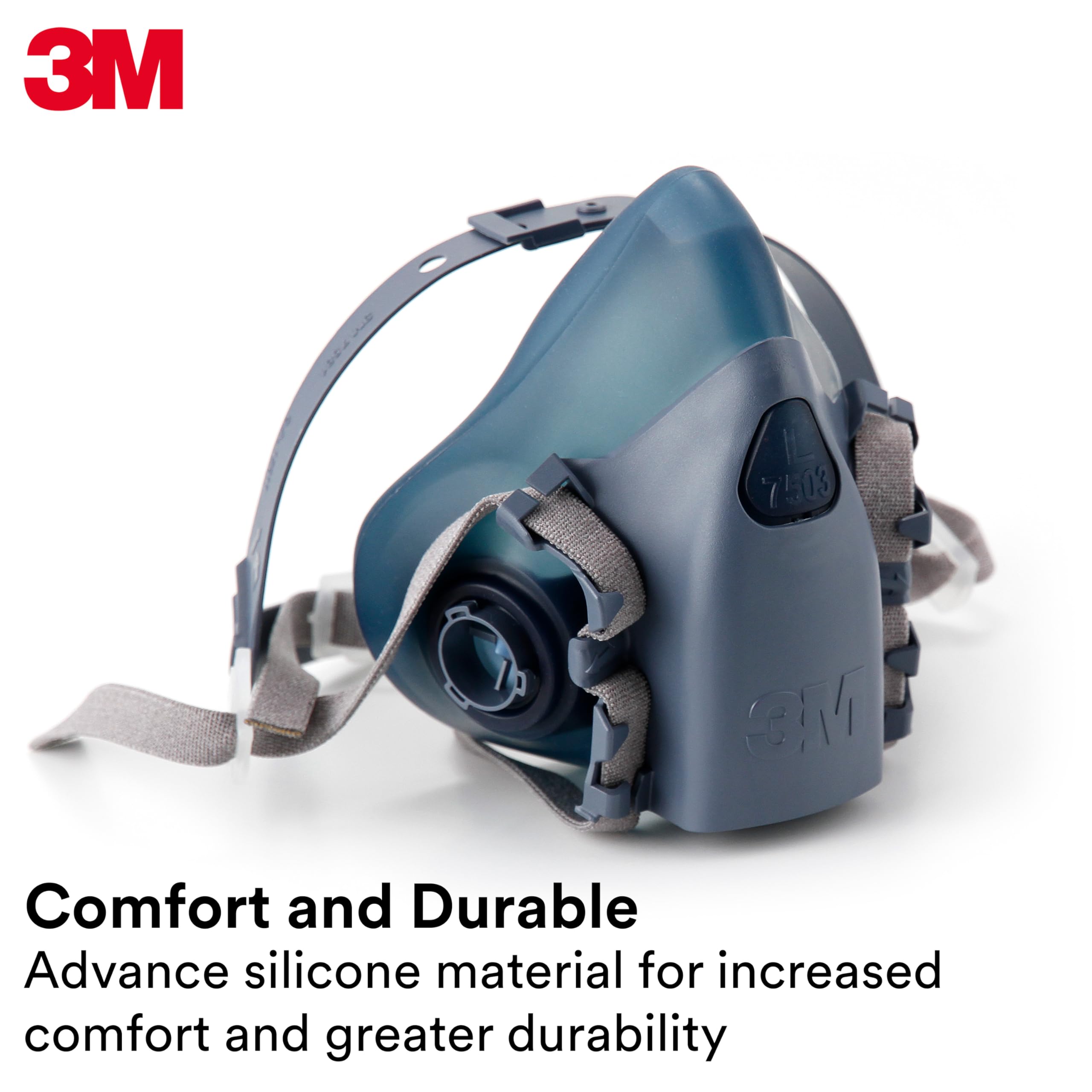 3M 7503 head harness in drop-down mode for quick removal
