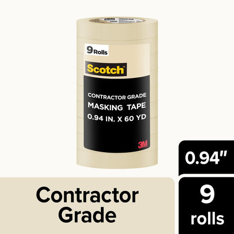 3M Scotch contractor tape unrolled on wall shows clean edge for painting