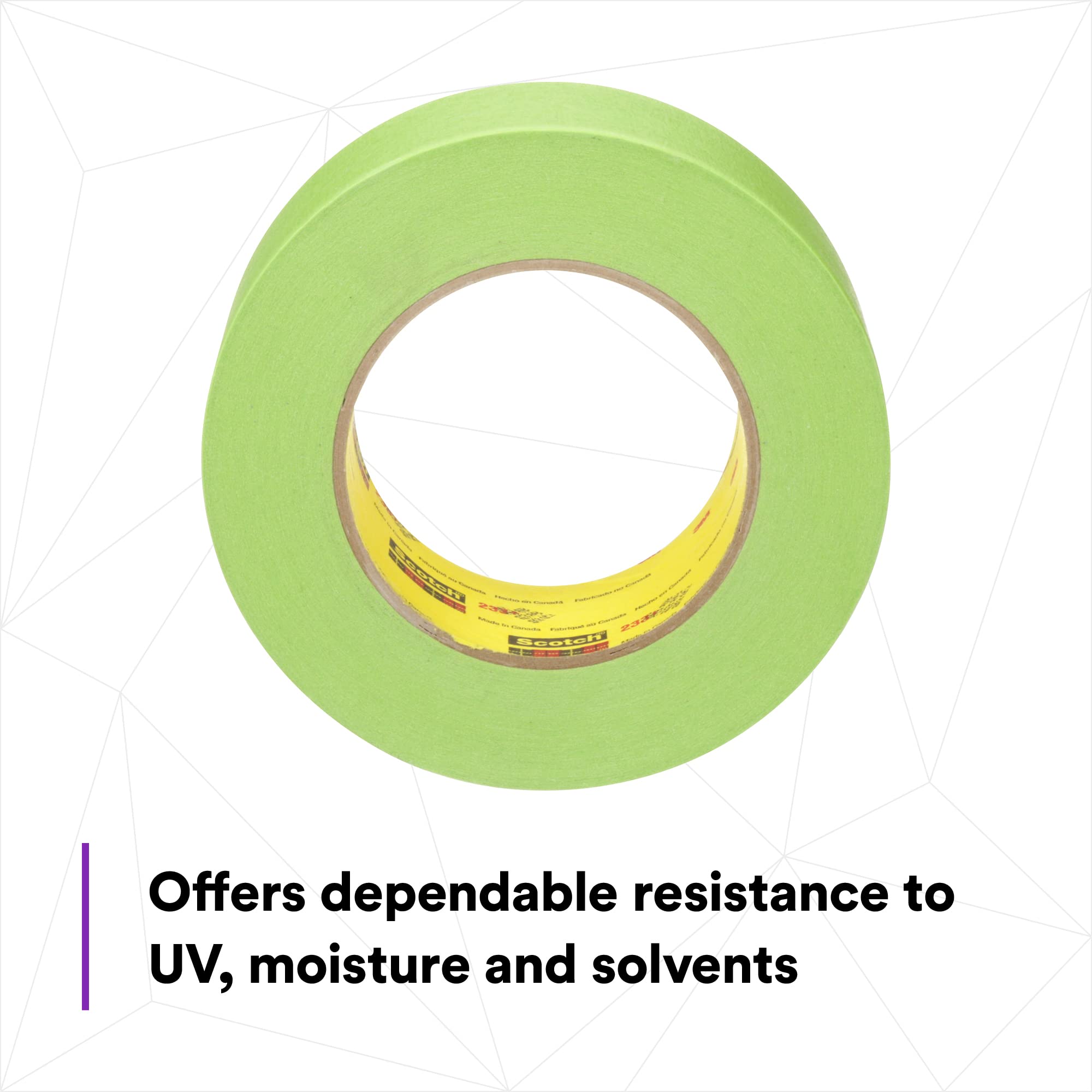 3M Scotch Performance Masking Tape 233+ bright green color aids quick alignment.