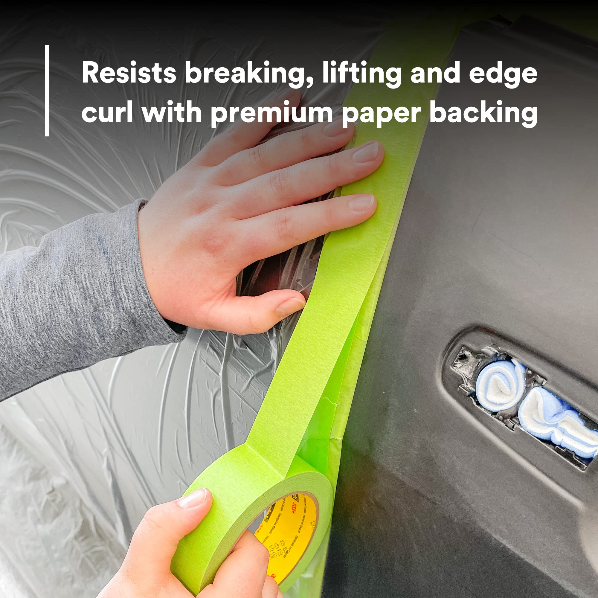3M Scotch Performance Masking Tape 233+ conformable tape on curved surface demonstration.
