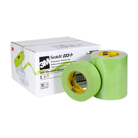 3M Scotch Performance Masking Tape 233+ green tape on car panel for clean lines.