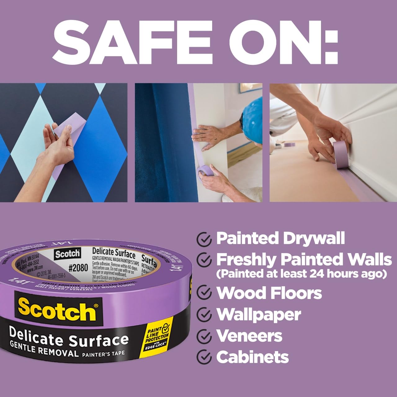 3M ScotchBlue Edge-Lock tape seals edges to prevent paint bleed during masking