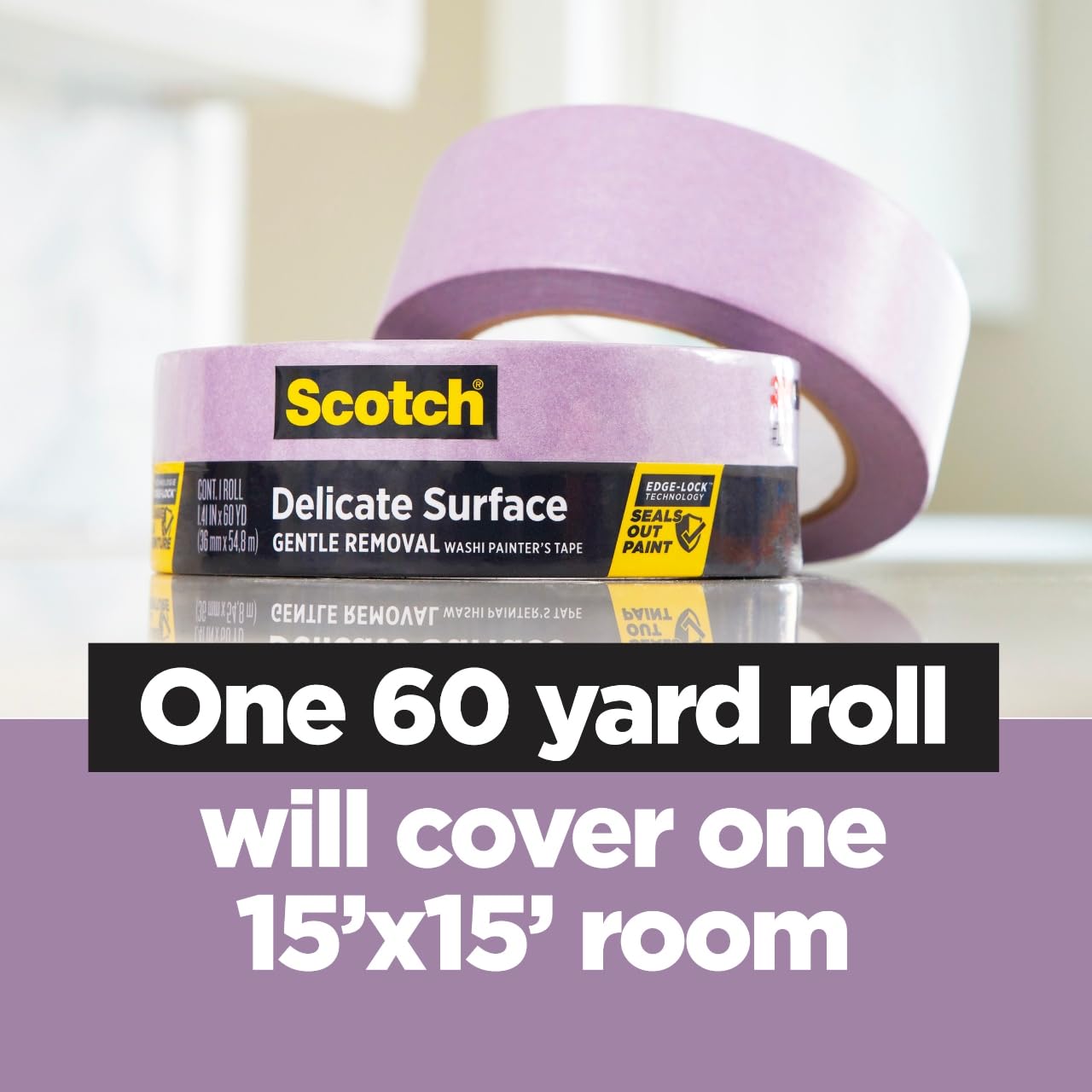 Roll of 3M ScotchBlue tape being torn by hand for quick project setup