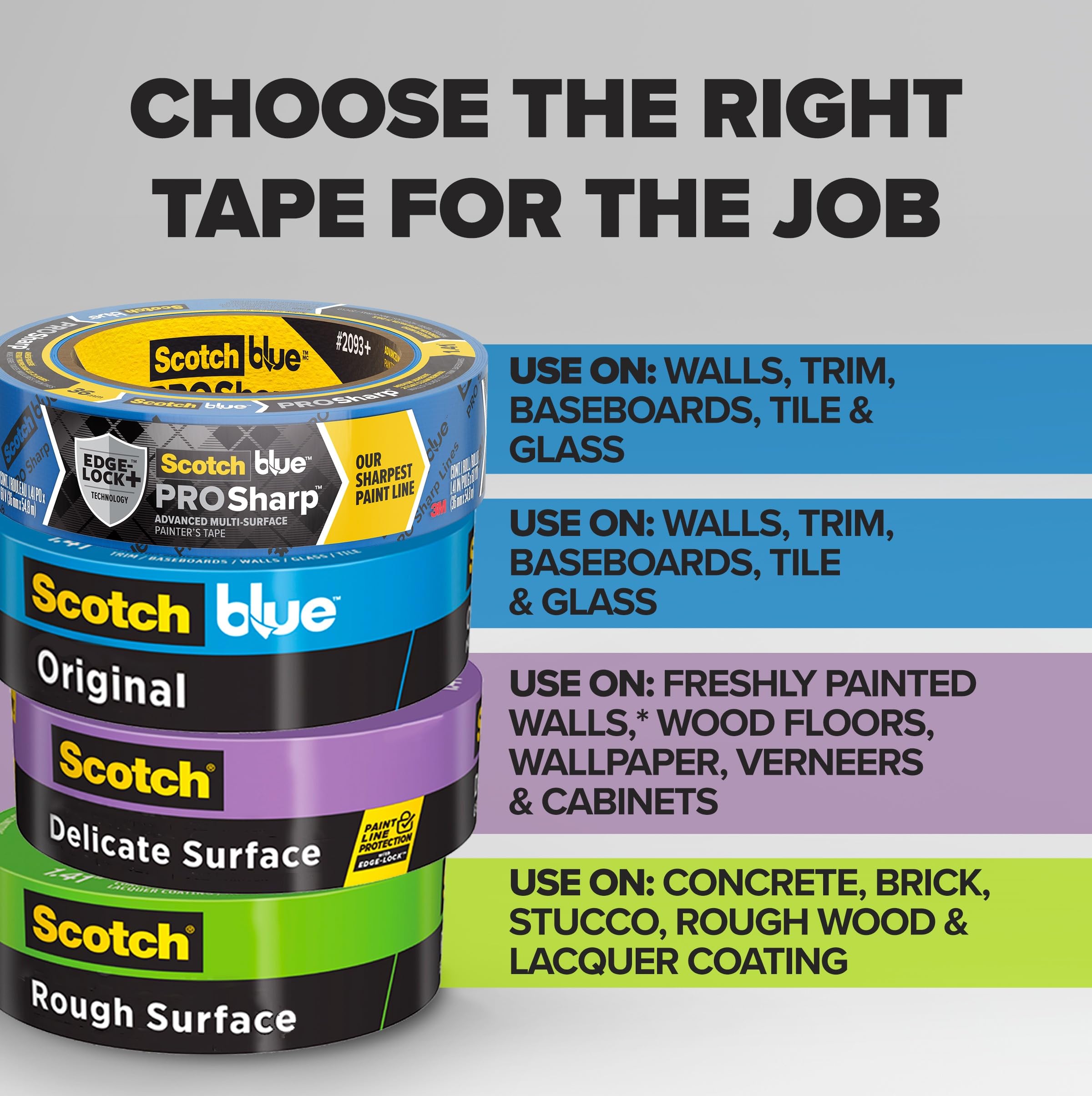 3M ScotchBlue edge-lock tape used for sharp lines on accent walls