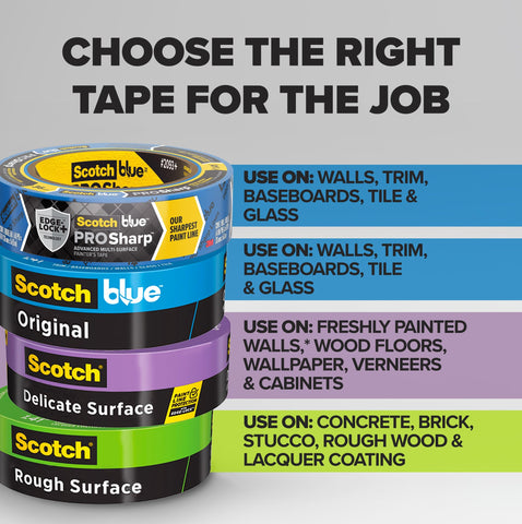 3M ScotchBlue edge-lock tape used for sharp lines on accent walls