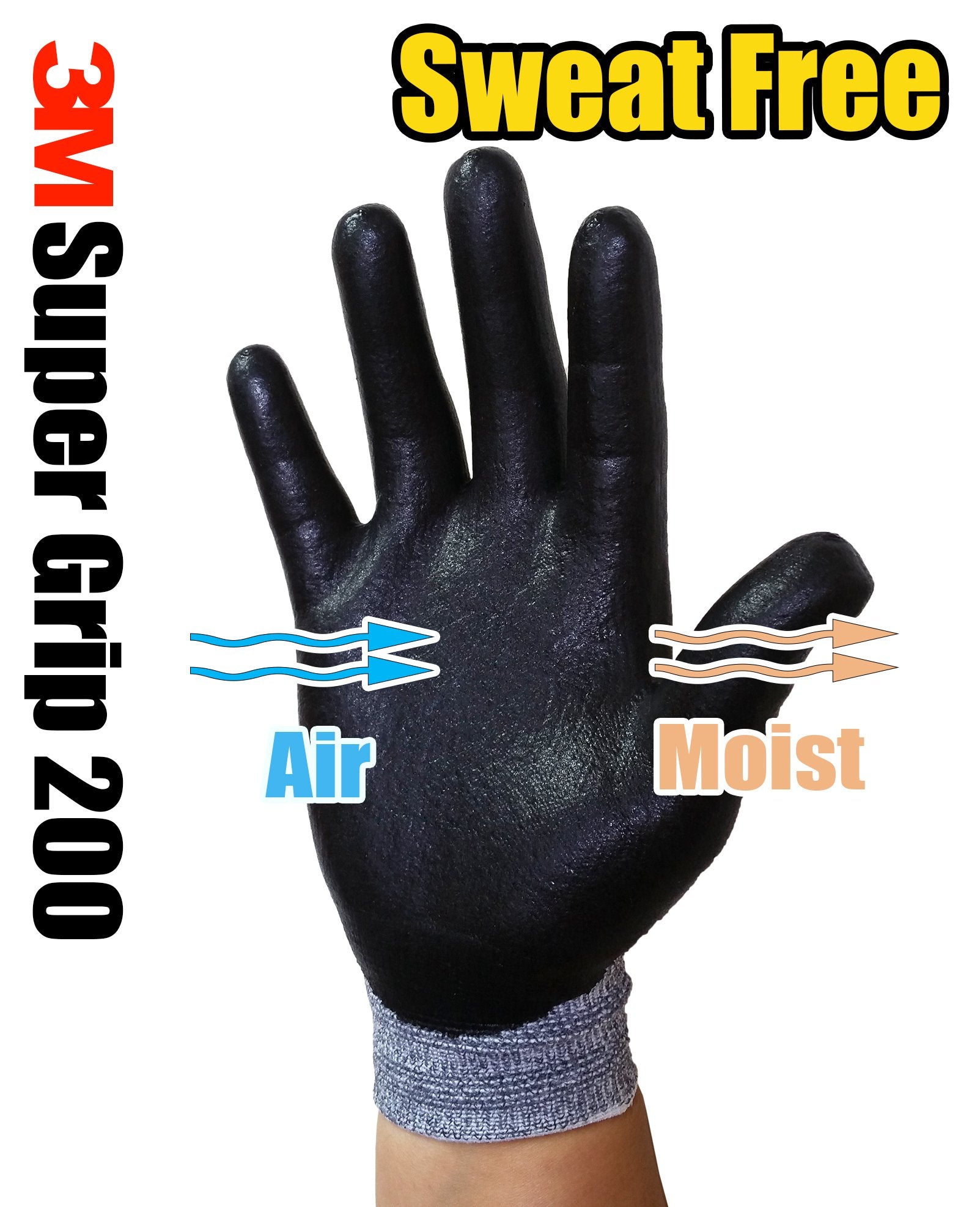 3M Super Grip 200 gloves featuring breathable liner for all-day comfort