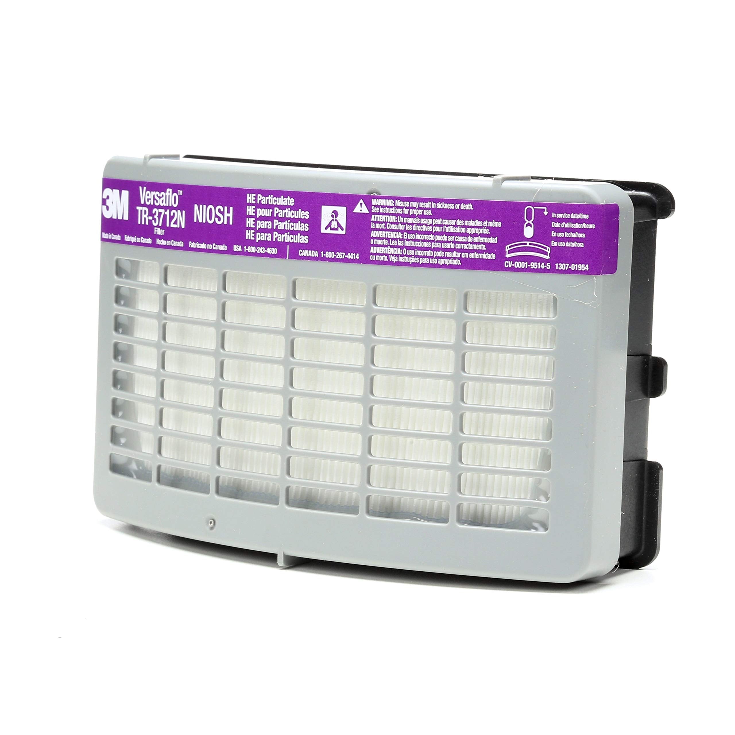 Close-up of the 3M TR-3712N HE filter, highlighting compact packaging.