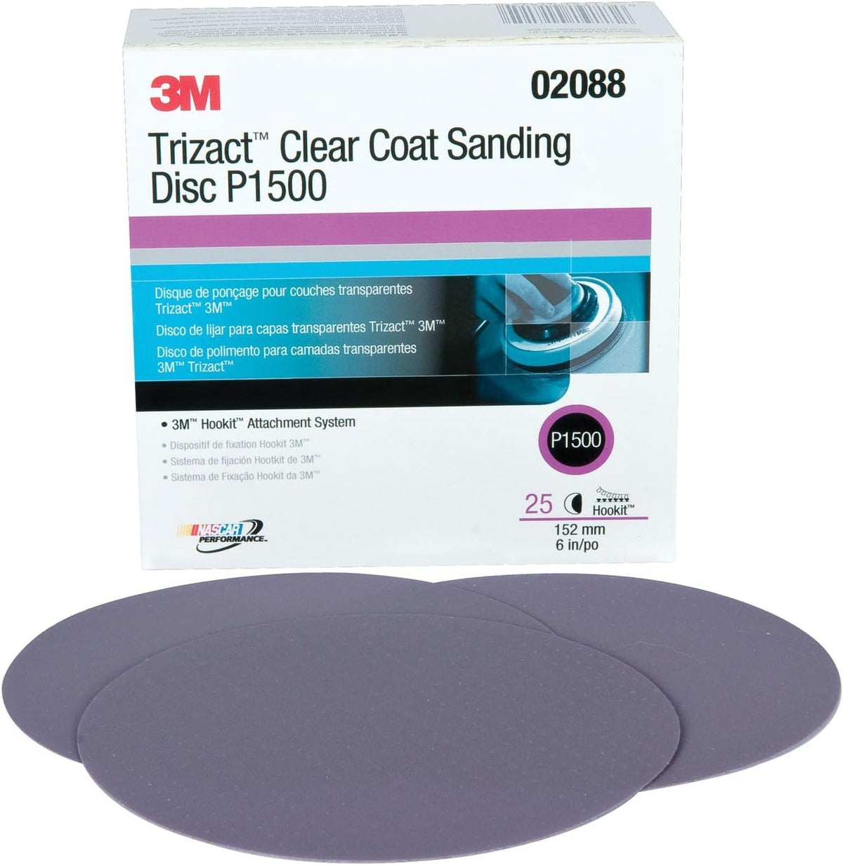 3M Trizact Hookit 6-inch P1500 disc front view for smooth, consistent finishes.