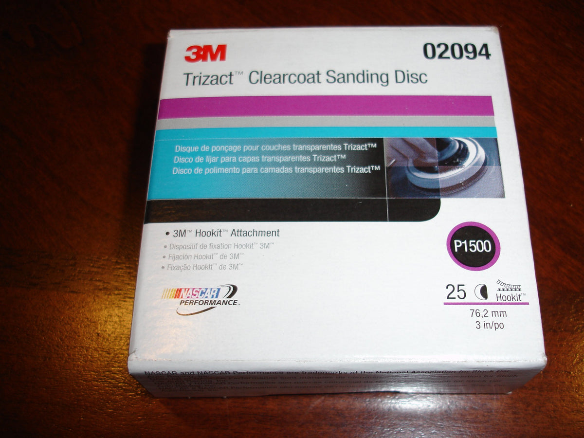 3M Trizact clear coat disc 471LA face offers even cut for smooth damp sanding and level finish.