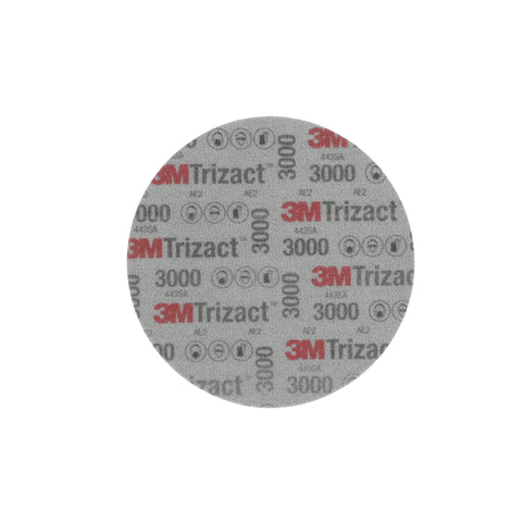 Close-up of 3M Trizact Hookit foam disc P3000 showing even wear pattern
