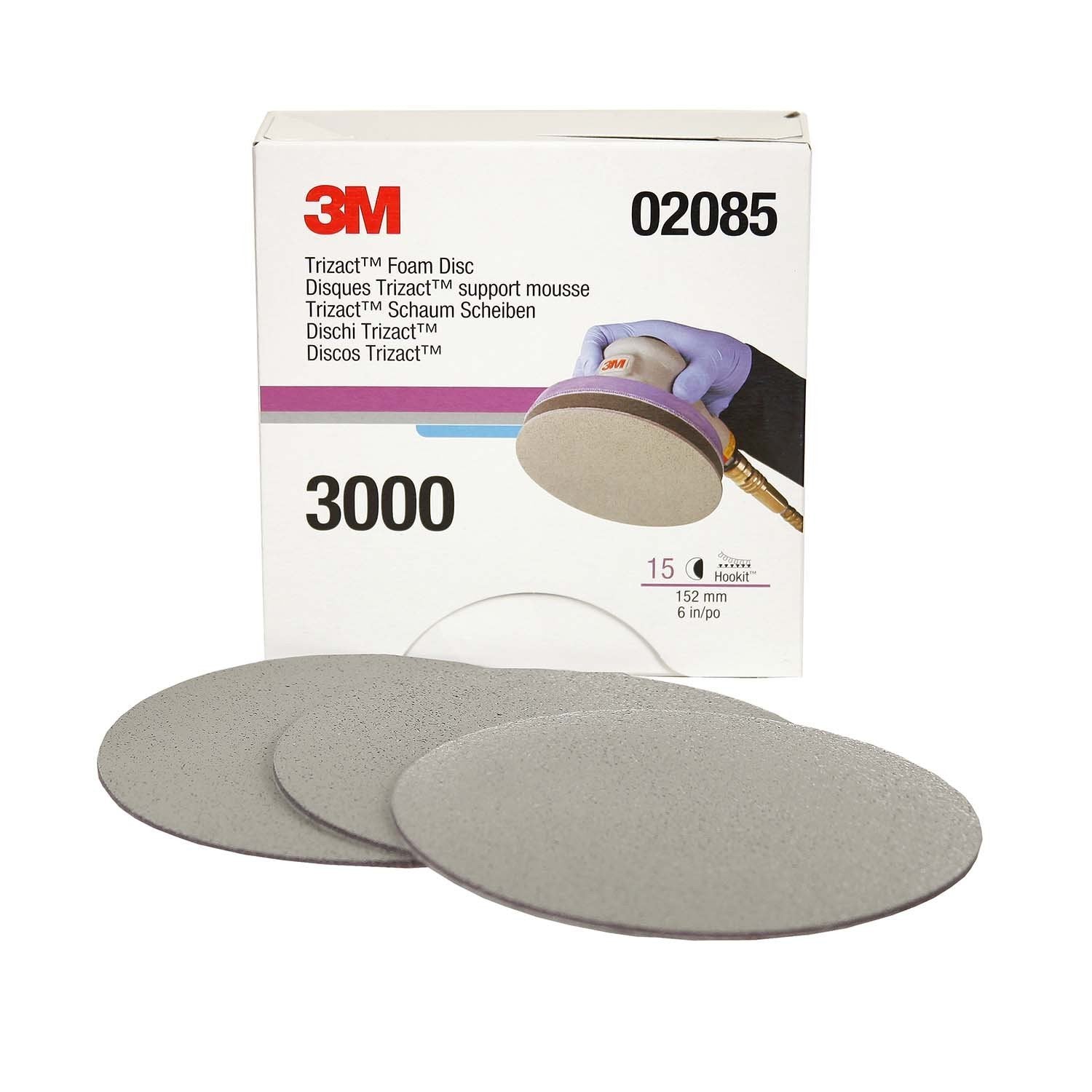 3M Trizact Hookit foam disc P3000 packaging for precise finishing