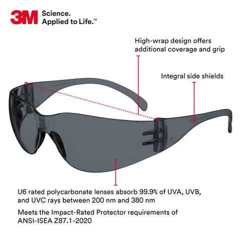 3M Virtua gray frame eyewear offers lightweight, comfortable fit for long shifts