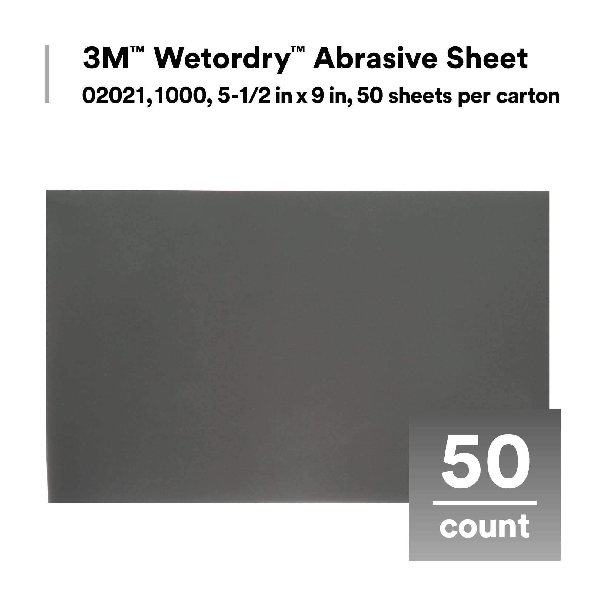 3M Wetordry 02023 waterproof backing supports wet sanding and reduces loading