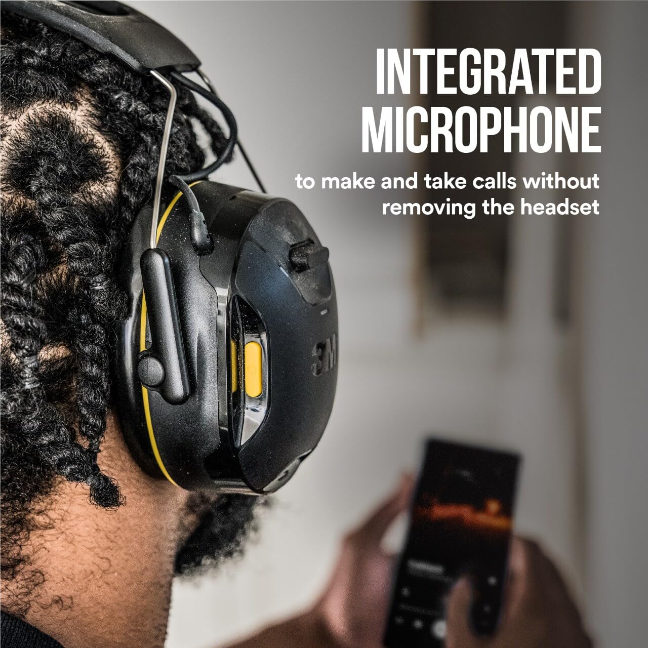 3M WorkTunes Connect earcup cushions close-up highlighting comfort during long wear.