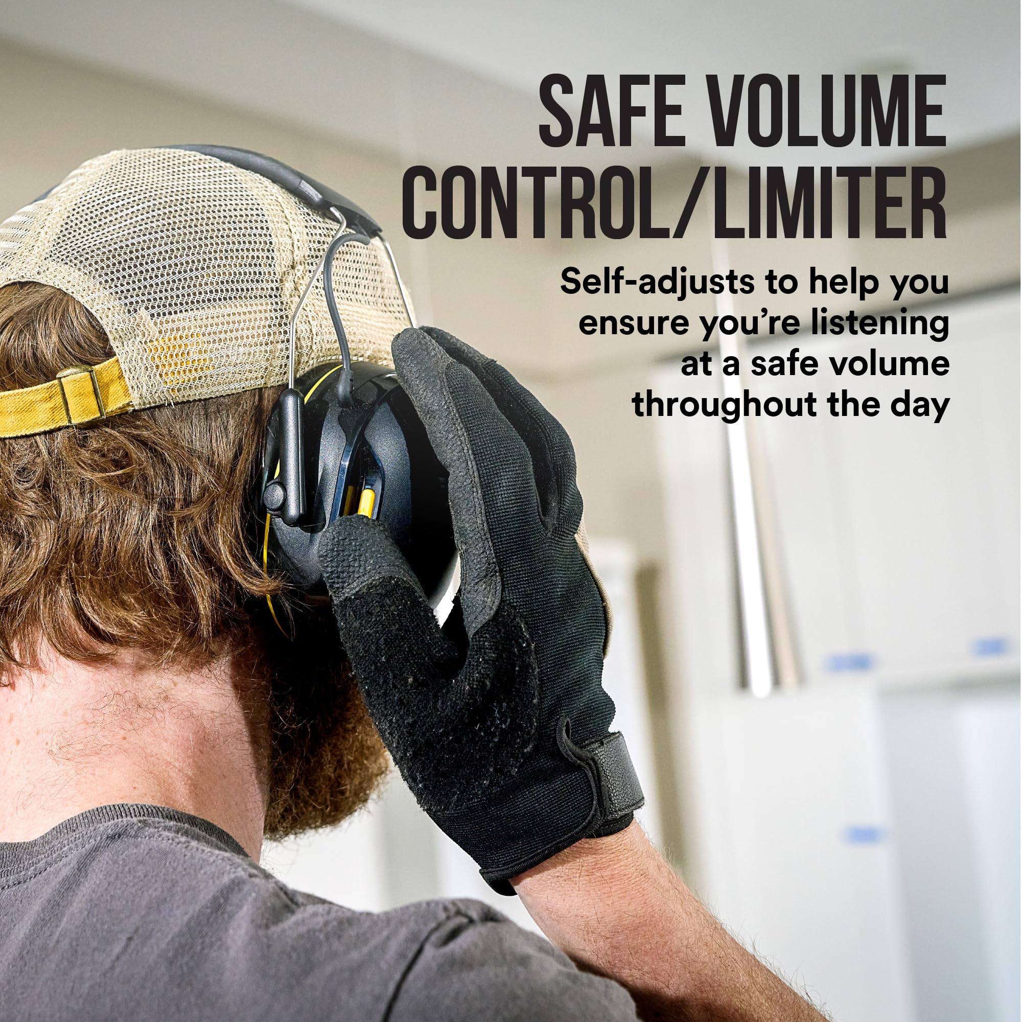 3M WorkTunes Connect sturdy headband and low-profile design for all-day wear.