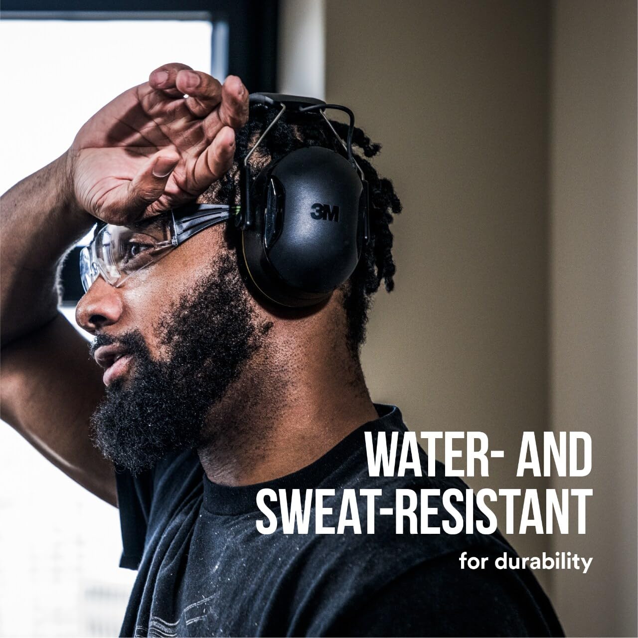 3M WorkTunes Connect volume controls on headset for easy adjustments with gloves.