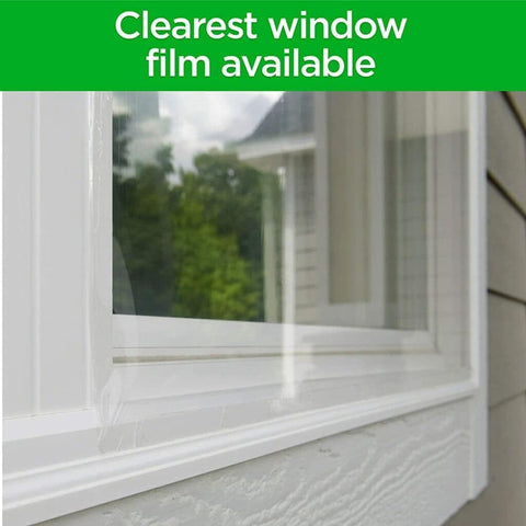 3M wrinkle-free insulation film stretched over door frame.