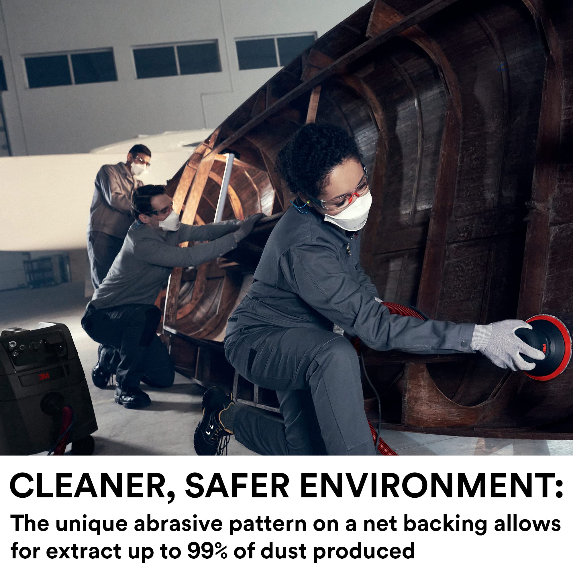 3M Xtract Net Disc 710W dust-free sanding reduces mess in metal fabrication