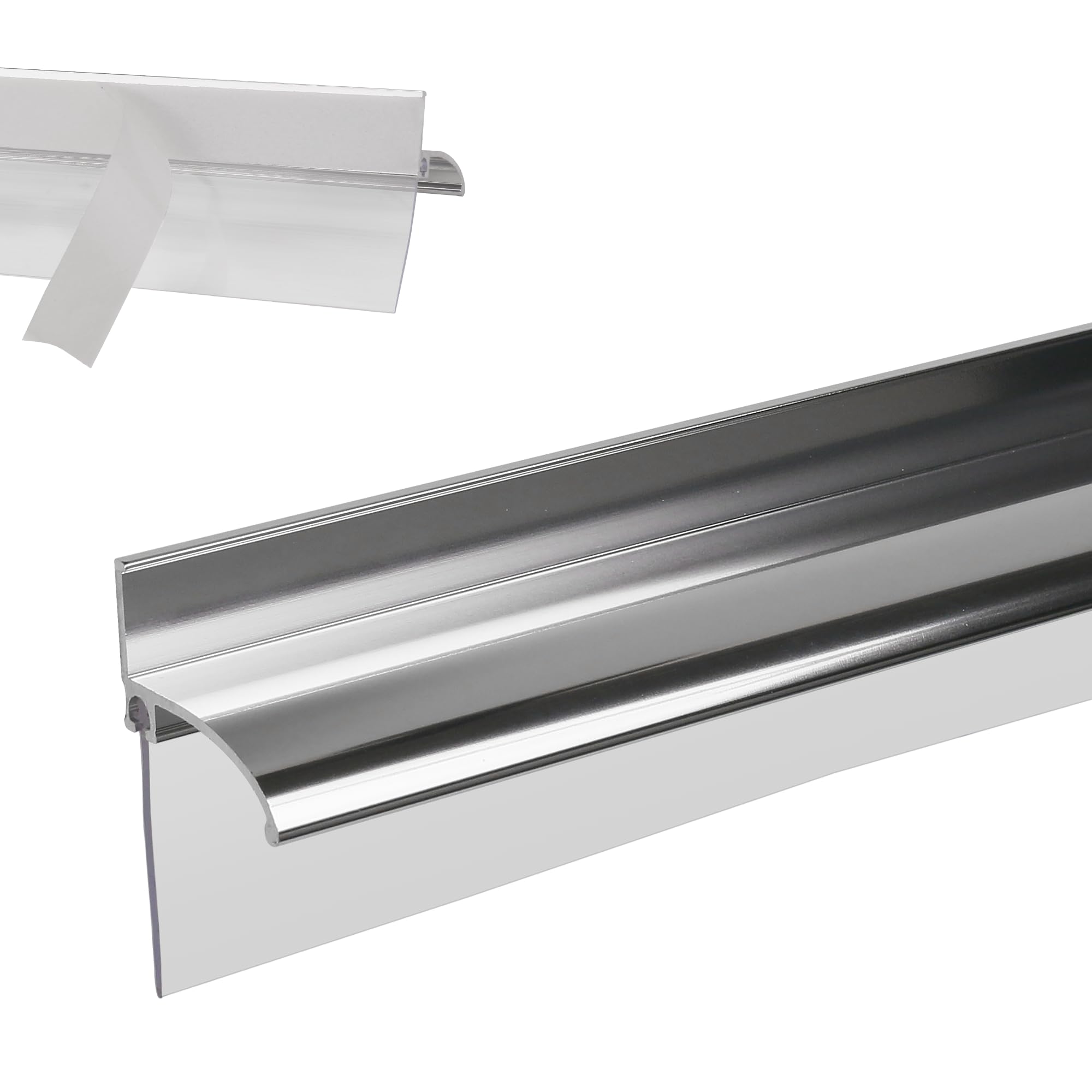3MIRRORS 32-inch chrome shower drip rail keeps bathroom floors dry and safe.