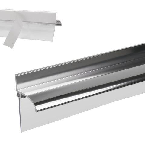 3MIRRORS 32-inch chrome shower drip rail keeps bathroom floors dry and safe.
